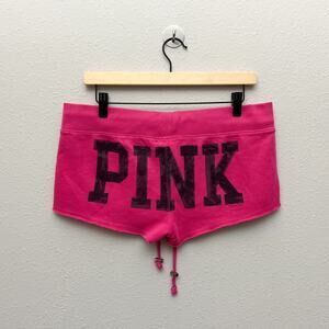 y2k vintage victoria's secret vs pink pink spell out micro mini sweat shorts